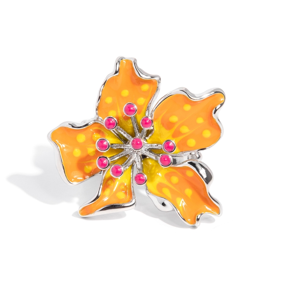 Paparazzi Orange and Pink Floral Ring Fast Florals